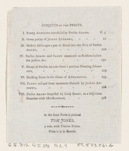 Table of Contents: The Adventures of Joseph Andrews, and his friend Mr. Abraham Adams, 1792 by Thomas Rowlandson