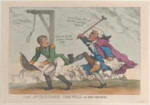 The Affectionate Farewell, or Kick for Kick by Thomas Rowlandson