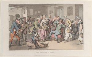The Arrival in Paris, from Journal of Sentimental Travels in the Southern Provinces of France, 1820 by Thomas Rowlandson