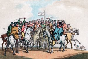 The Betting Post, Humours of Fox Hunting by Thomas Rowlandson