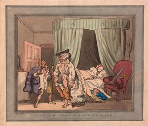 The Doctor Called Up or the False Alarm, pub. 1786 by Thomas Rowlandson