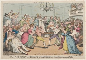 The Gig Shop or Kicking Up a Breeze at Nell Hammiltons Hop by Thomas Rowlandson