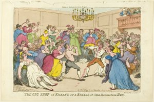 The Gig Shop or Kicking up a Breeze at Nell Hamiltons Hop by Thomas Rowlandson