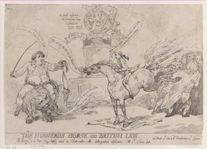 The Hanoverian Horse and British Lion, March 31, 1784 by Thomas Rowlandson