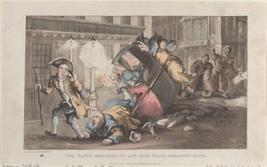 The Party Breaking Up, and Quae Genus Breaking Down, from The History of John, December 1, 1821 by Thomas Rowlandson