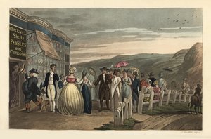 The Promenade: fashionable tourists strolling outside Cracknill Shells, Pebbles and Curiosities Shop by Thomas Rowlandson