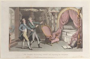 The Prophet discovering himself and exposing the deception, from Journal of Sentimental T by Thomas Rowlandson