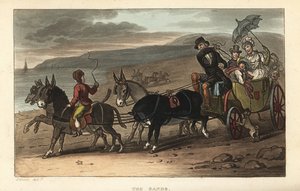 The Sands: Tourists in a Barouche Drawn by Donkeys on the Beach by Thomas Rowlandson