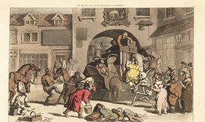 Death Helps a Matron onto the Last Stage by Thomas Rowlandson