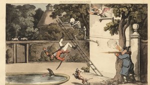 The Skeleton of Death Pushes a Ladder by Thomas Rowlandson