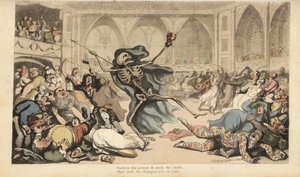The Skeleton of Death Causes a Riot at a Masquerade Ball by Thomas Rowlandson