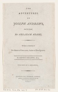 Title Page: The Adventures of Joseph Andrews, and His Friend Mr. Abraham Adams by Thomas Rowlandson
