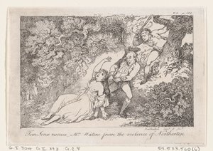 Tom Jones Rescues Mrs Waters from the Violence of Northerton, from The History of Tom Jones by Thomas Rowlandson