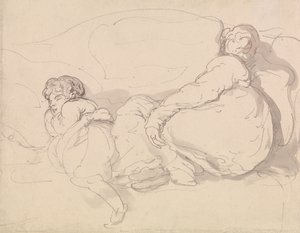 Two Sleeping Figures by Thomas Rowlandson