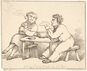 Two Men at Table by Thomas Rowlandson