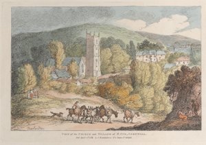 View of the Church and Village of St. Cue, Cornwall by Thomas Rowlandson