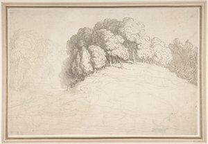 Wooded Hillside with Deer by Thomas Rowlandson