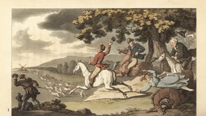 Young English Gentleman Riding with Hounds in a Stag Hunt by Thomas Rowlandson