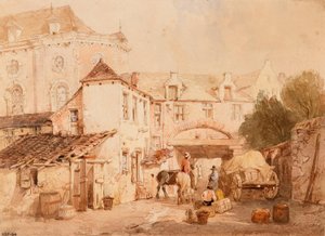 A Flemish Inn Yard by Thomas Sidney Cooper