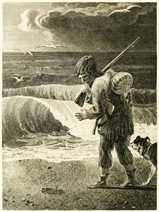Robinson Crusoe Discovers the Print of a Man’s Foot from The Life and Strange Surprising Adventures of Robinson Crusoe, or York, Mariner by Daniel Defoe by Thomas Stothard