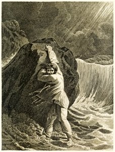 Robinson Crusoe Shipwrecked and Clinging to a Rock from The Life and Strange Surprising Adventures of Robinson Crusoe, or York, Mariner by Daniel Defoe by Thomas Stothard
