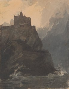 Castle on Cliff, with a Stormy Sea, and Shipwreck at Base of Cliff by Thomas Sully
