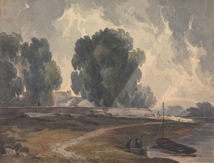 Landscape with Trees and Lake with Figures and Boat by Thomas Sully