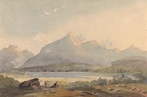 Mountainous Landscape with Lake and Figure in Foreground by Thomas Sully