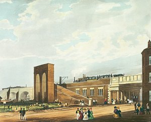 Entrance into Manchester Across Water Street, engraved by Henry Pyall, published by Ackermann and Co., 1831