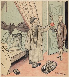 The Return of the Reservist; Simplicissimus I/32, 1896 by Thomas Theodor Heine