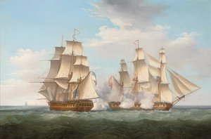 H.M.S. Ethalion in Action with the Spanish Frigate Thetis off Cape Finisterre, 16th October 1799 by Thomas Whitcombe