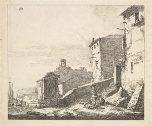 Village Scene with Woman Standing Beside a Seated Man, 17th century