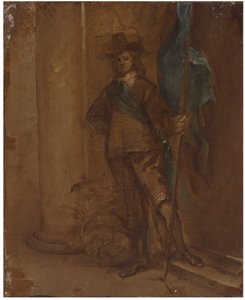 A soldier with a flag