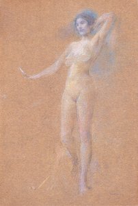 Standing Nude Figure of a Girl by Thomas Wilmer Dewing