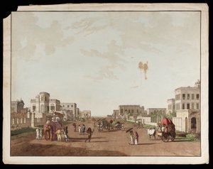 Old Court House Street Looking South from the Views of Calcutta by Thomas und William Daniell