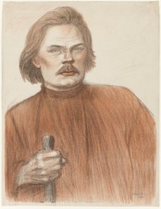 Frontal Portrait from the Waist Up of Maxime Gorki by Théophile Alexandre Pierre Steinlen