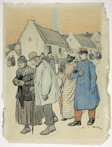 Street Scene with Two Couples by Théophile Alexandre Pierre Steinlen