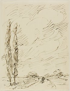 Tramp on a Road with Two Poplar Trees by Théophile Alexandre Pierre Steinlen
