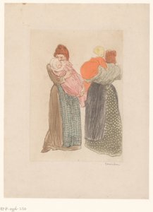 Two mothers with children by Théophile Alexandre Steinlen (signed by artist)