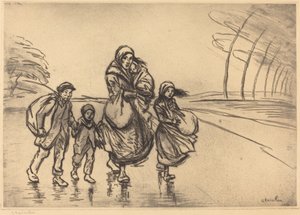 In the Rain: Mother and Children, 1915