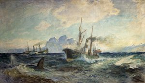 Duncan Grey and Nancy Grey in Battle with Whale by Thorolf Holmboe