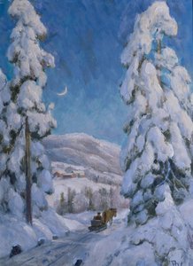 Horse and Sledge in Winter Landscape