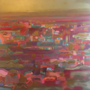 Gold Sky Orange Stripe Horizon by Tiffany Lynch