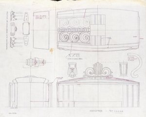 A Drawing of Design for a Tiffany & Co. Exposition Centerpiece and Two Three-Light Candelabrum, Made for the 1939 World