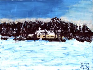 Snowy Winter Church by Tim Hoinkis