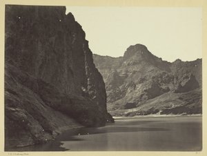 Black Canyon, Colorado River, looking below near Camp 7. Explorations in Nevada and Arizona, Expedition of 1871. Lieut. Geo. M. Wheeler, Commanding.
