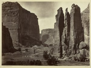 Canyon de Chelly, Walls of the Grand Canyon, About 1200 Feet in Height, 1873