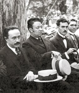 Jose Vasconcelos and Diego Rivera during an outdoor event at Chapultepec Park, Mexico City, 1921 by Tina Modotti