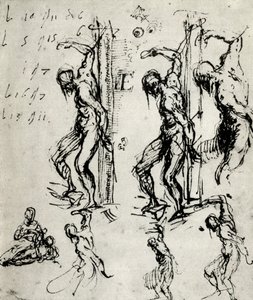 Sketches for the St Sebastian in Brescia, c1518, 1937 by Tiziano Vecelli