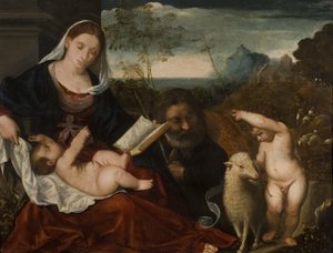 The Holy Family with Saint John by Tiziano Vecelli